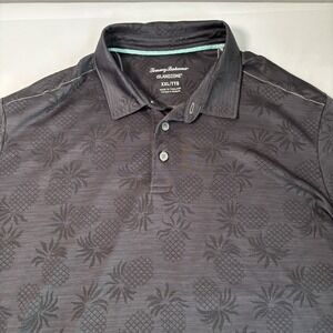 Tommy Bahama Polo Shirt Mens XXL Hawaiian Pineapple Mesh IslandZone Performance
